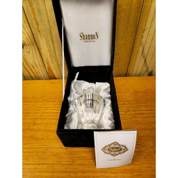 Crystal Perfume Bottle With Lotus Stopper By Shannon Crystal Godinger In Black V - Picture 3 of 16